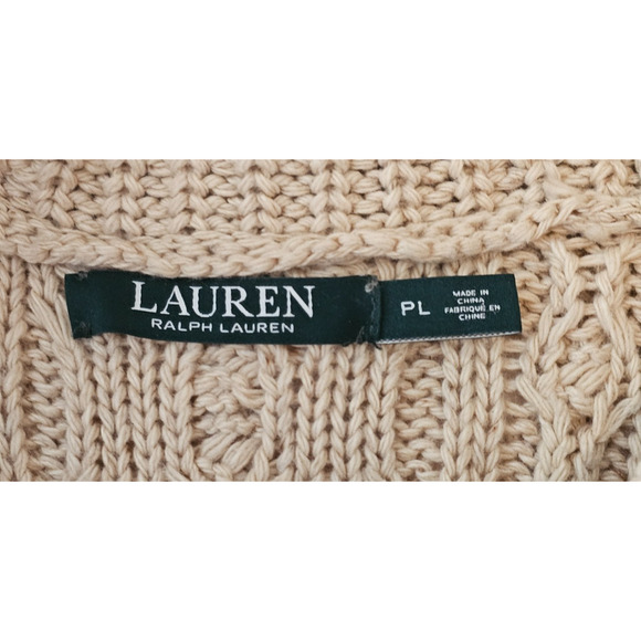 Lauren Ralph Lauren Cable Knit Turtleneck Fisherman cowl neck Sweater Women PL - Picture 4 of 5